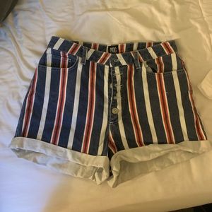 Red white blue striped shorts